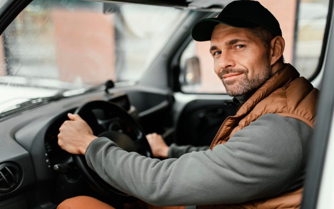 man driving car through driving assessment